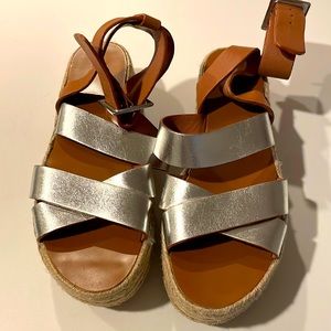 H&M Espadrille Metallic Ankle Strap Wedges